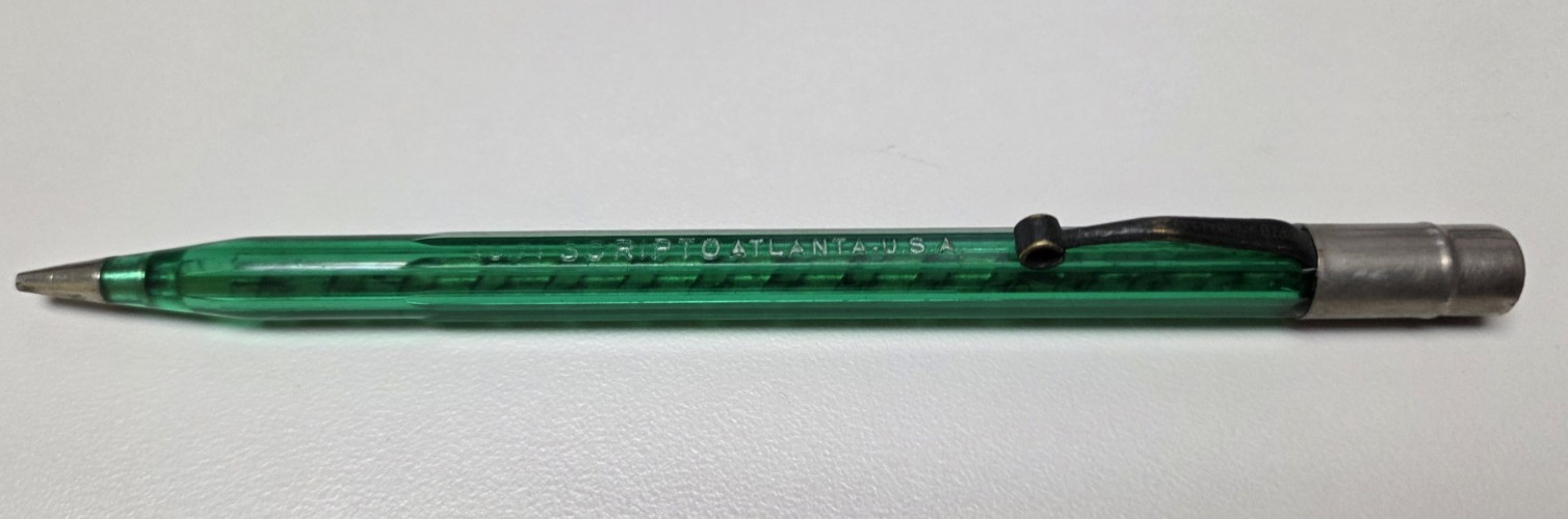 Vintage SCRIPTO Green Atlanta No. 71 Mechanical Pencil 1.18mm Lead Working USA