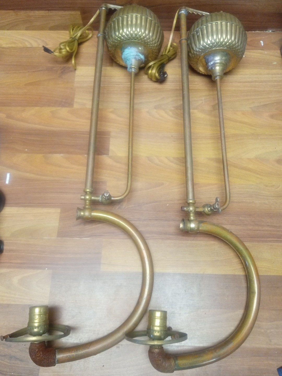 Vintage Sun Vapor Gravity Oil Lamps Canton Oh. Converted To Electricity Lot Of 2