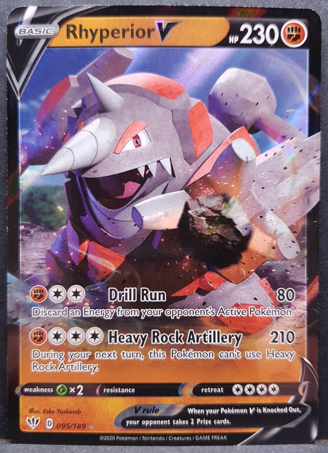 Rhyperior V 095/189 Darkness Ablaze Pokemon Card English Near Mint