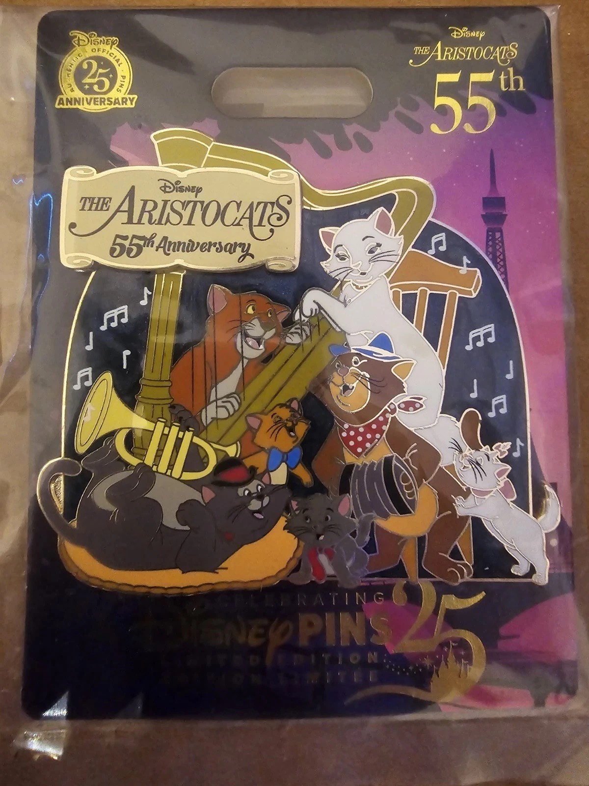 The Aristocats 55th Anniversary Mini Jumbo Pin- Limited Edition-In Hand