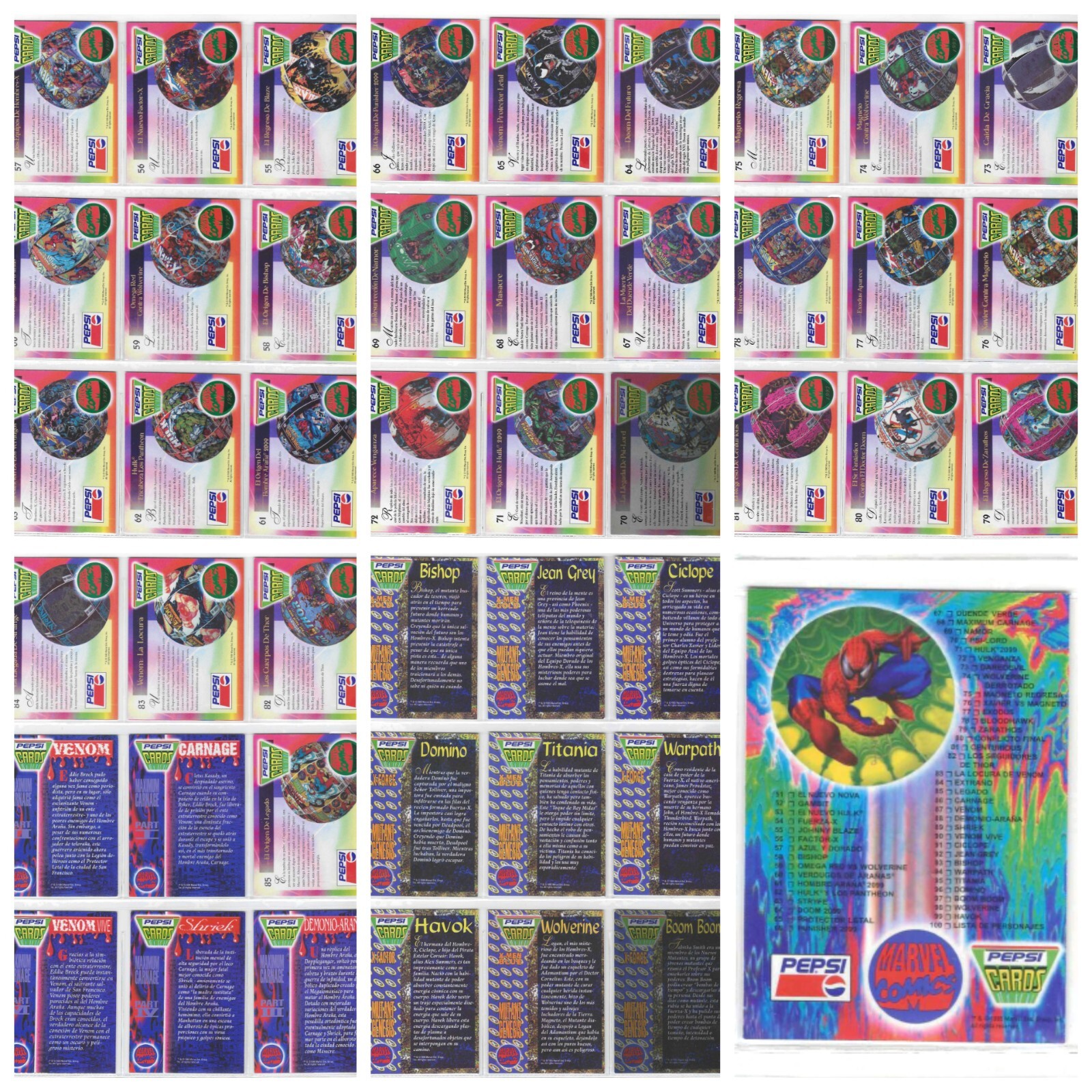Marvel Pepsicards Binder + Full Set 113/113 Spiderman Hulk Venom Reprint 1995