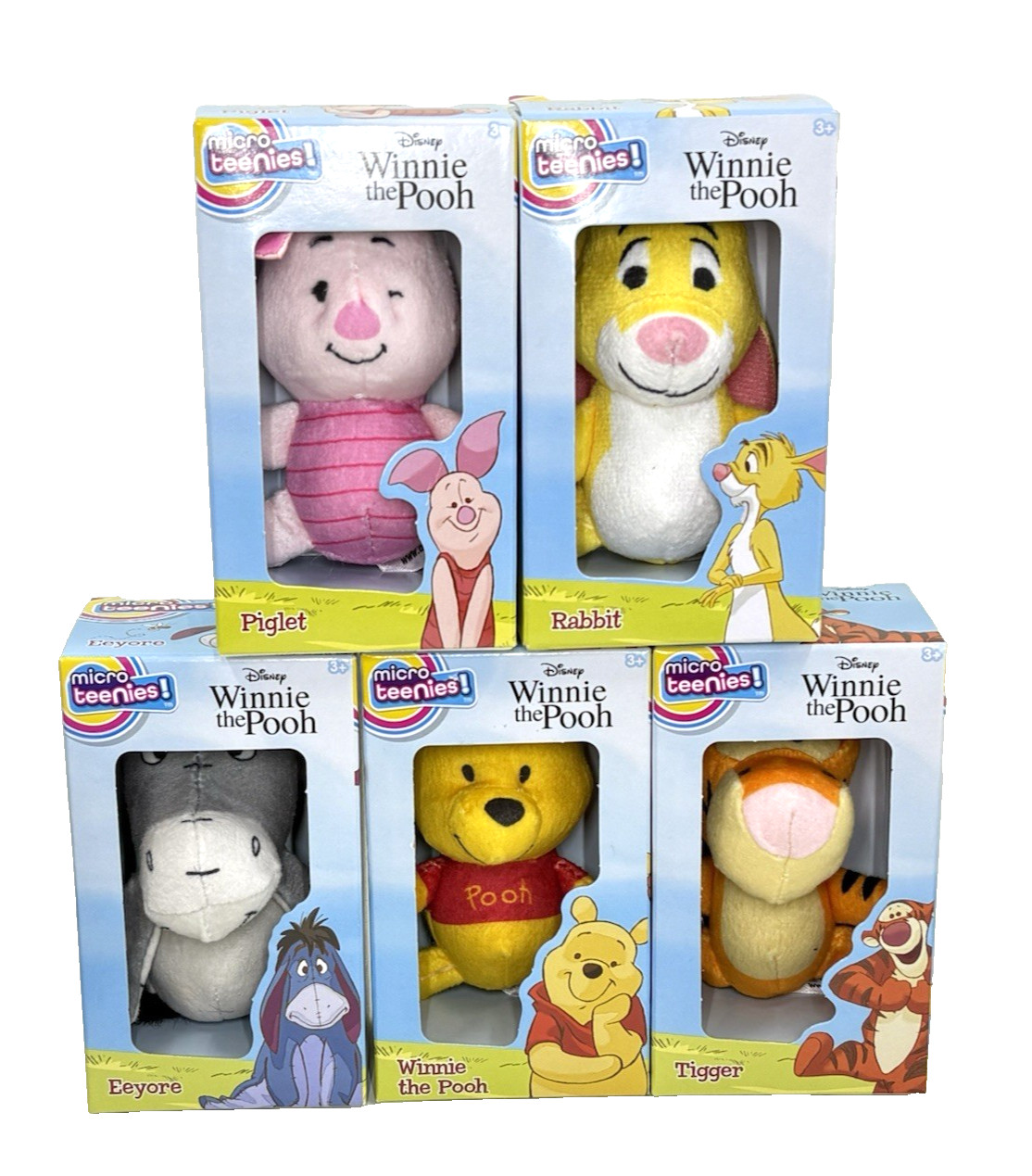 Disney Winnie the Pooh, Tigger, Eeyore ,Piglet & Rabbit 3-Inch Micro Plush NIB