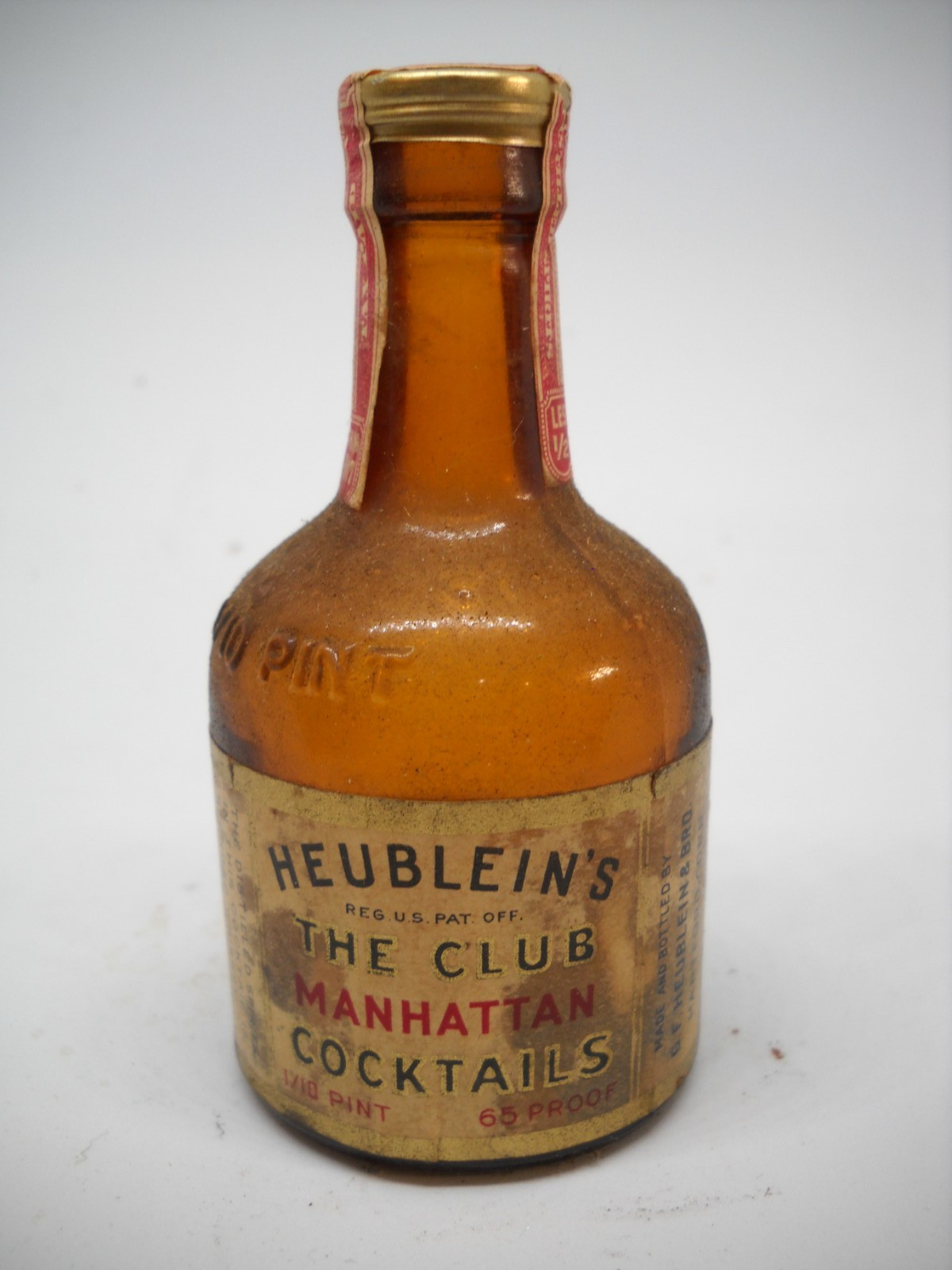 Vintage Heublein’s Manhattan Club Cocktails Empty Miniature Glass Bottle F/Ship