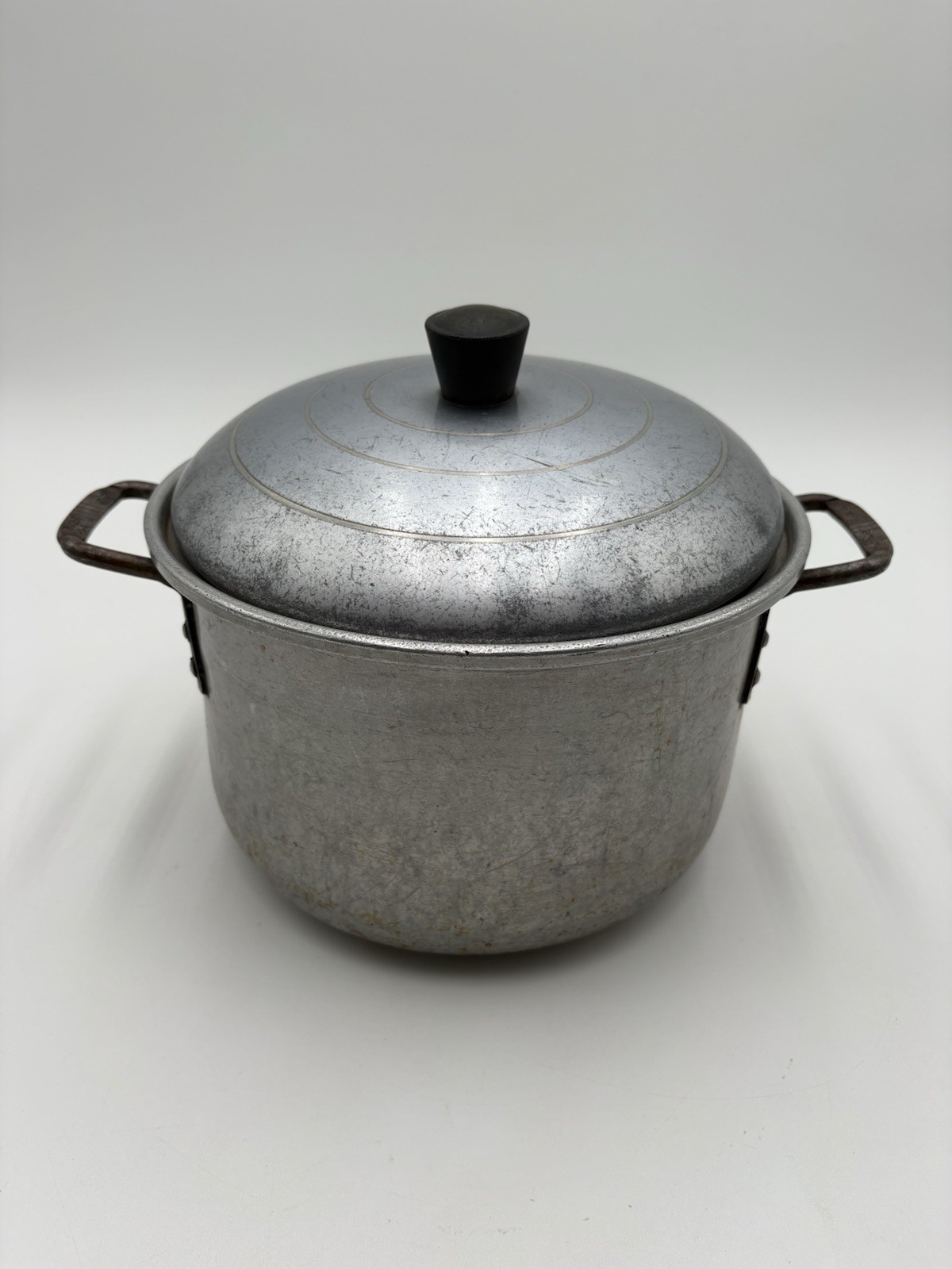 Vintage Wear-Ever Aluminum Stock Pot w/ Lid 4 Qt USA Made Star Handles