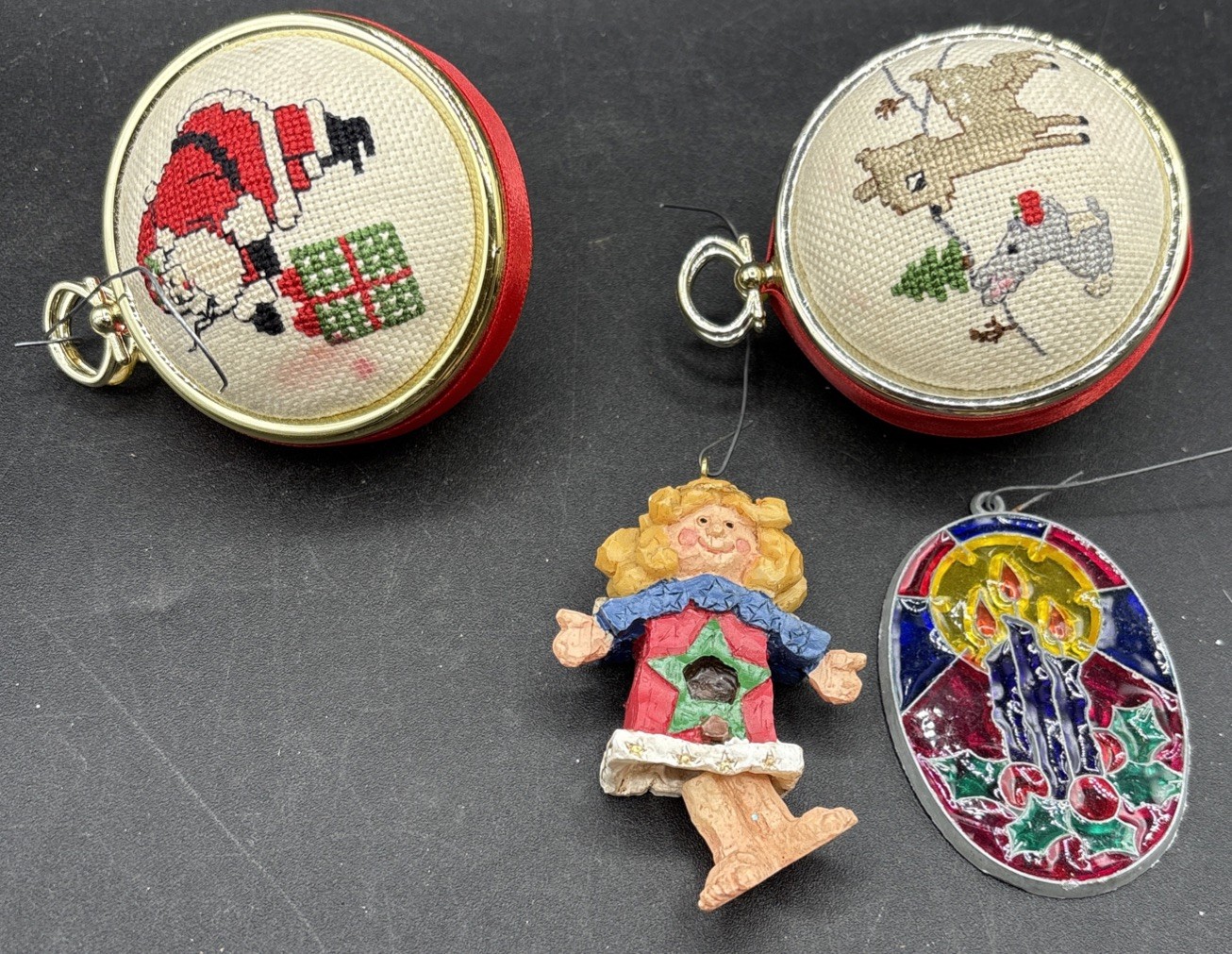 Vintage Assorted Felt & Mixed Material Christmas Ornaments Lot Of 27