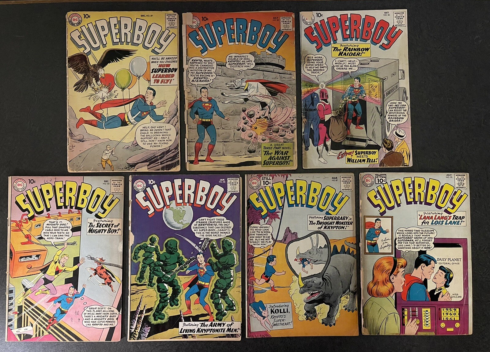 SUPERBOY (7 Comic Lot) #69, 82, 84, 85, 86, 88, 90 – 10 Cent – FR/GD to GD/VG