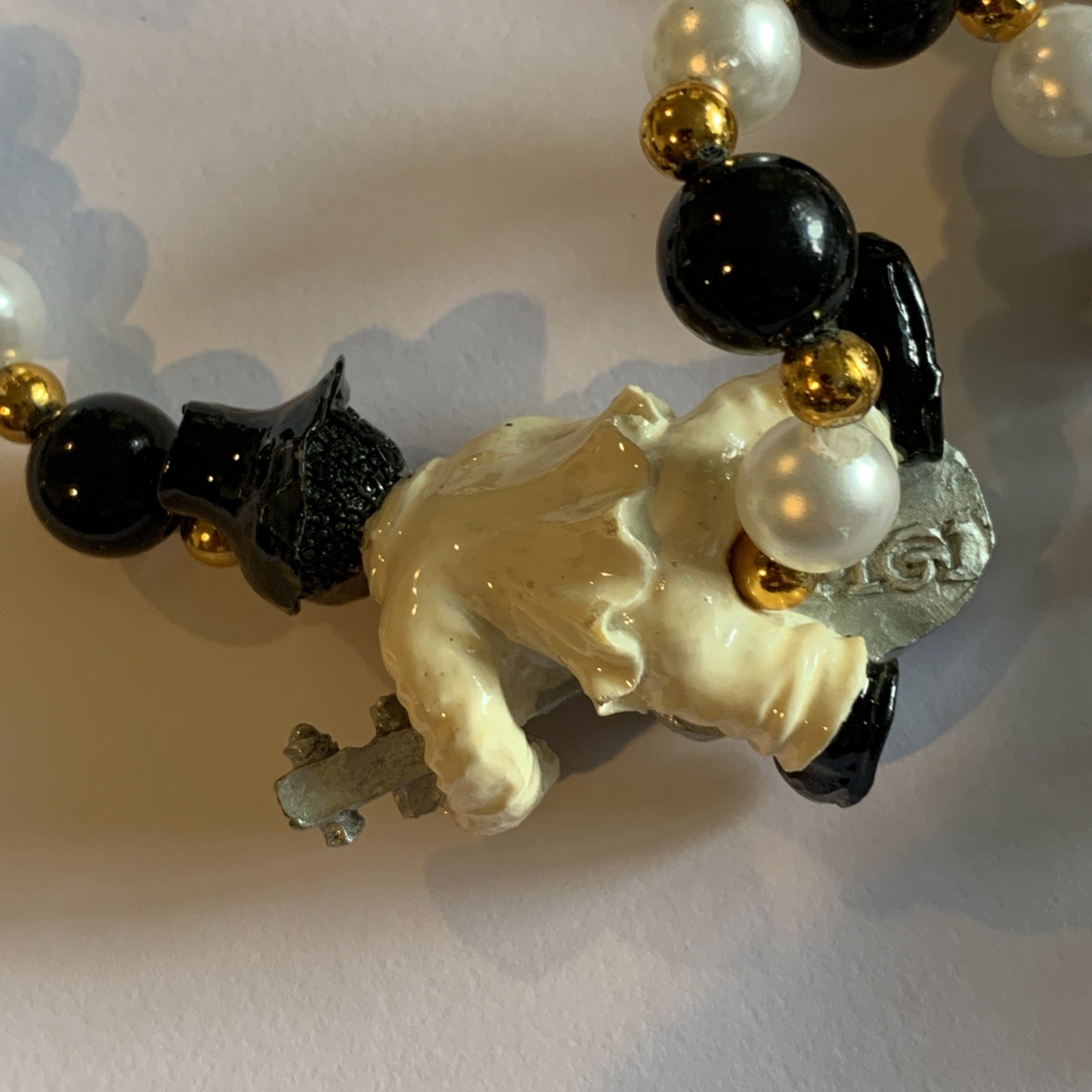 VTG MGI MARDI GRAS Festival Beads With Jazz Musicians 40” Necklace