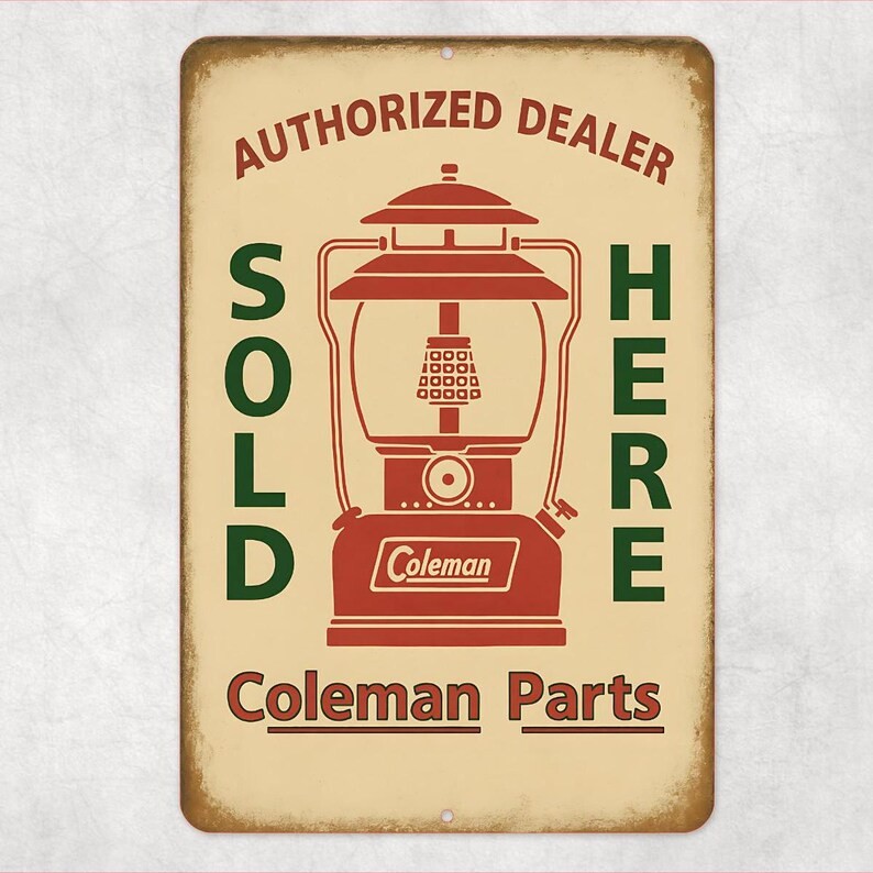 Coleman Parts Sold Here Vintage Authorized Tin Metal Signs Home Décor 8×12