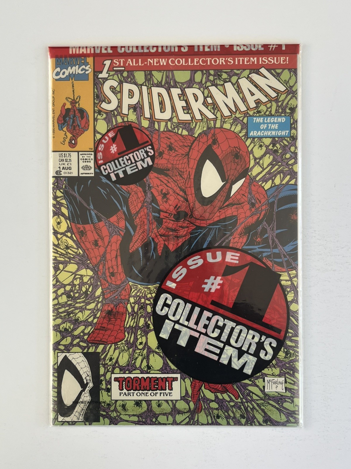 Spider-Man #1 (1990) Todd McFarlane Green Cover Factory Sealed Polybag NM Direct