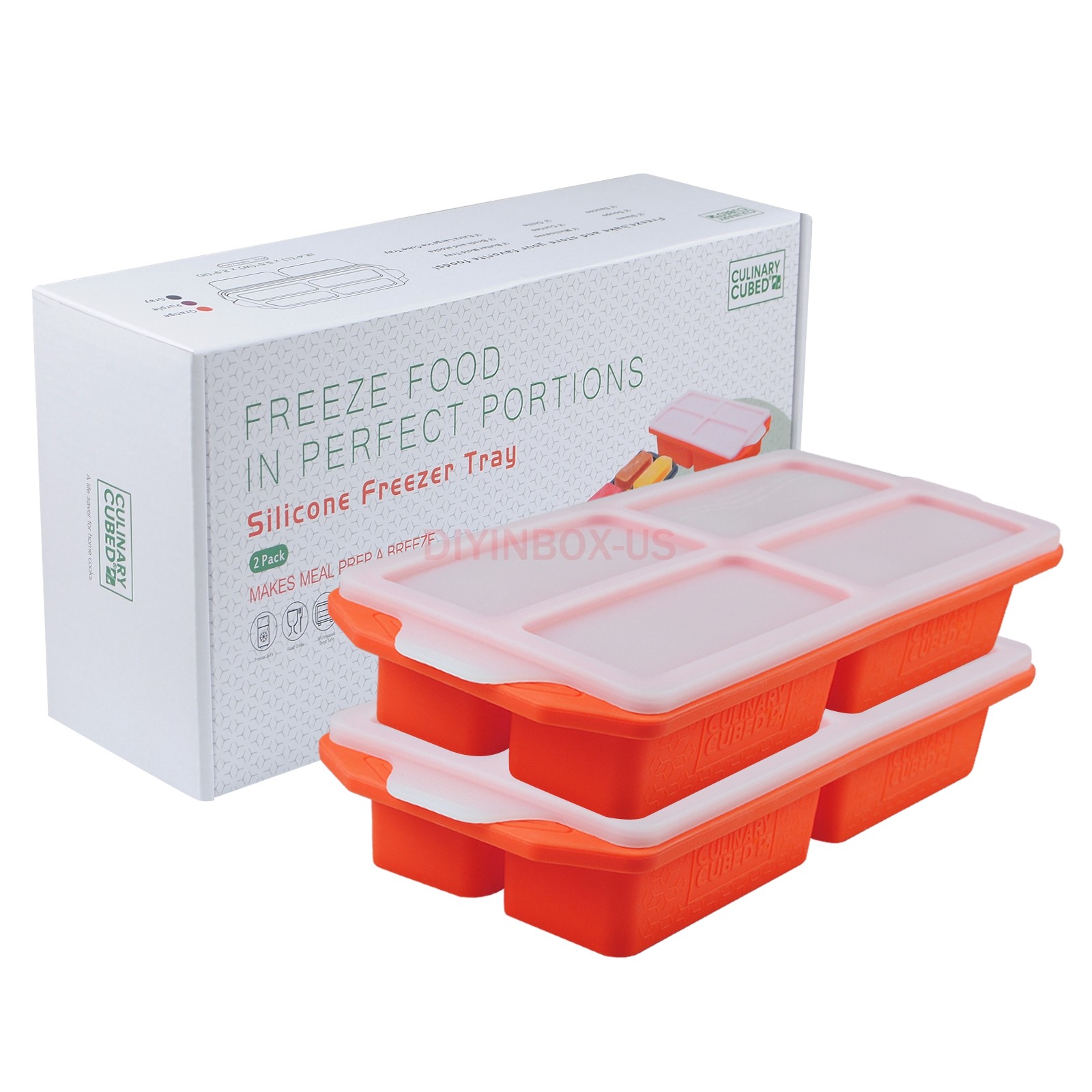 CulinaryCubed Silicone Freezer 4 Compartments Meal Prep Food Storage Containers
