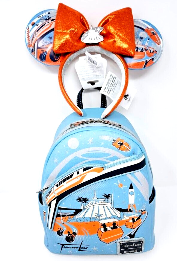 Disney Parks Tomorrowland Monorail Peoplemover Ears & Loungefly Backpack New