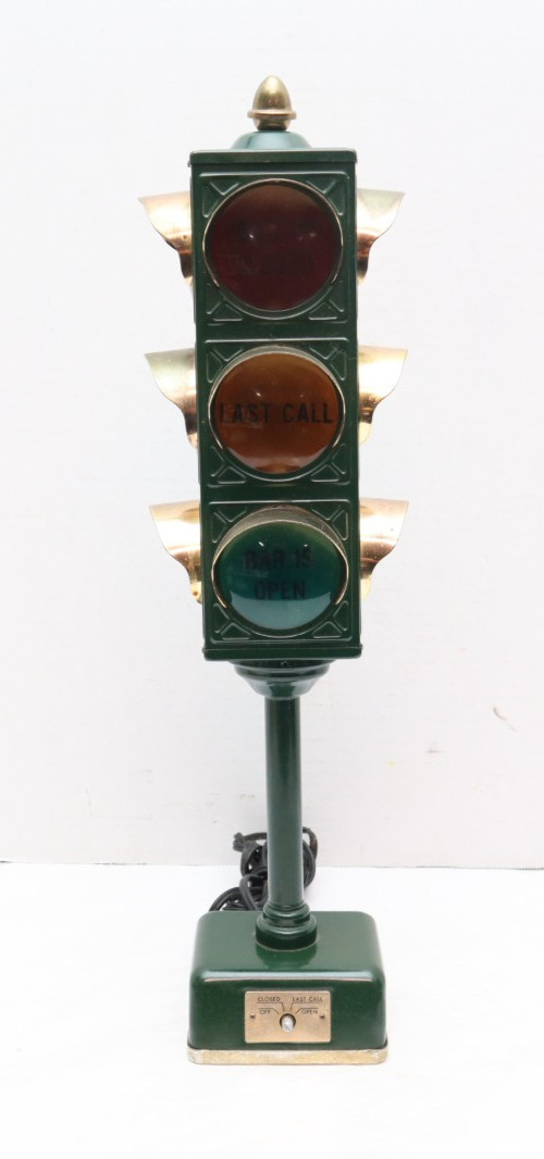 VINTAGE 1960s TRAFFIC LIGHT BAR LAMP -BAR IS OPEN/ LAST CALL/ CLOSED- UNTESTED