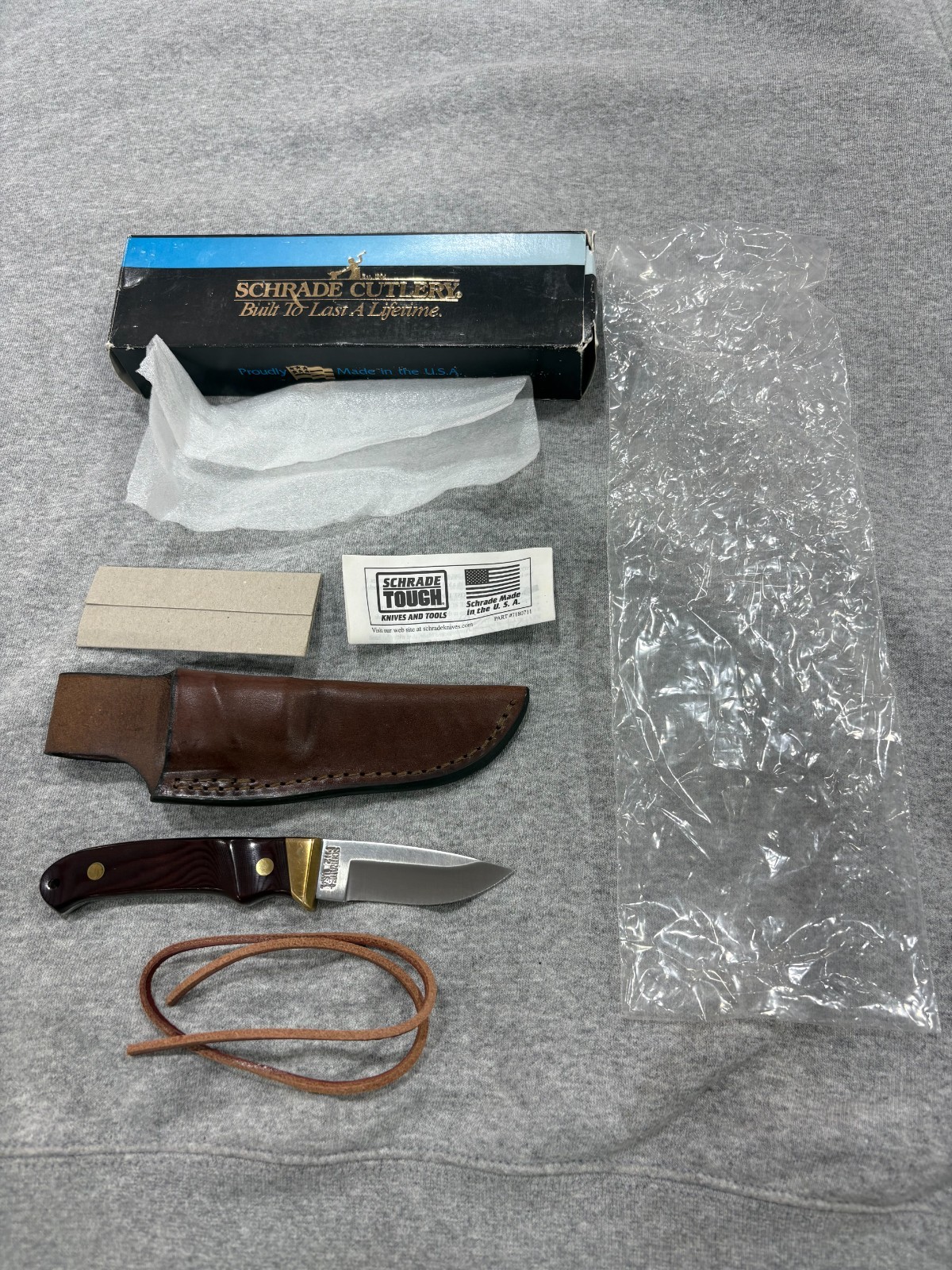 New Schradet USA PH2EM Mini Pro Hunter-Box-Papers-Leather Lanyard Mint Condition