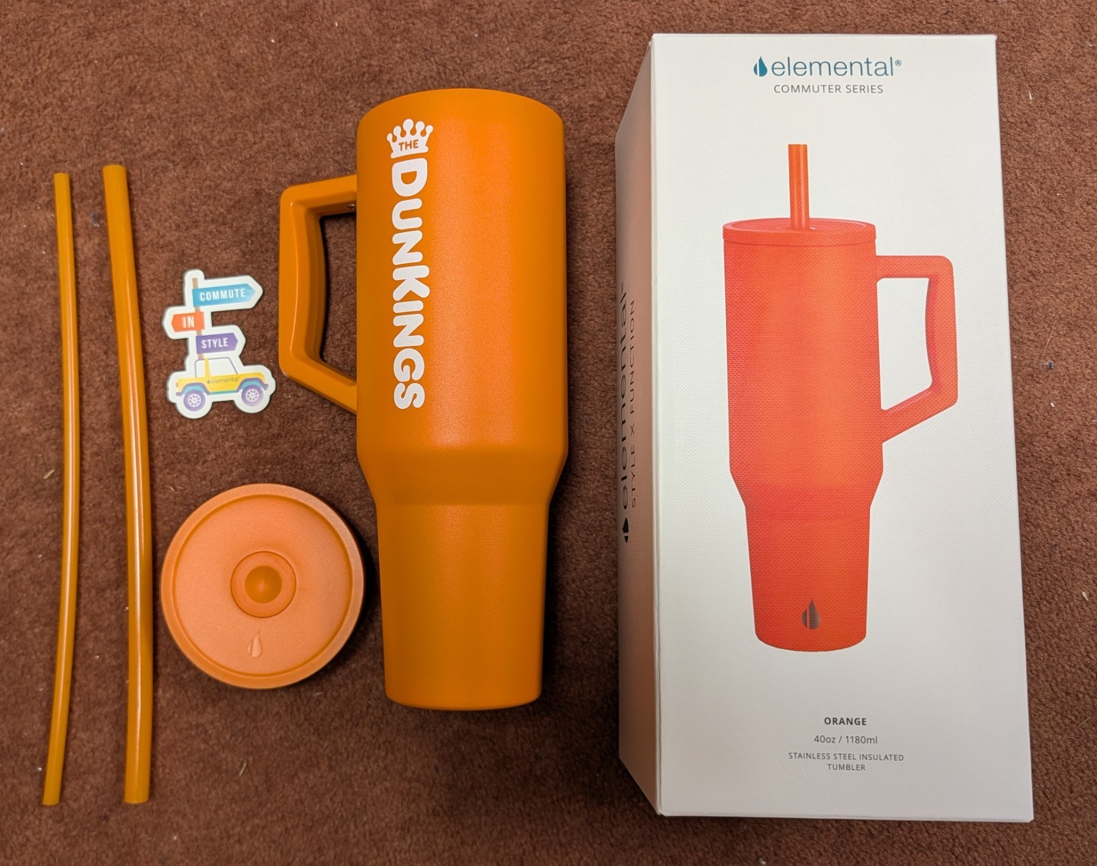Dunkin Donuts “The DunKings” Orange 40 oz Stainless Steel Tumbler – New In Box