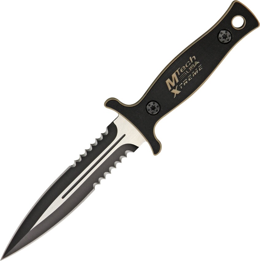 MTech Xtreme Boot Knife 6″ Partially Serrated 440C Steel Dagger Blade Micarta
