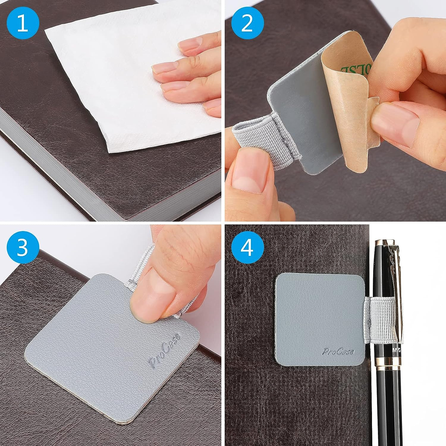 5 Pack Pen Loop Holders for Notebooks & Tablets – Self Adhesive, Assorted Colors