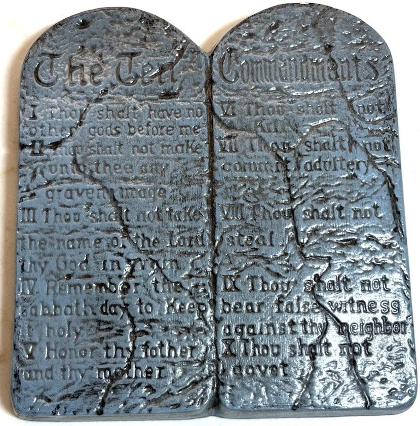 Miniature Ten Commandments Tablet Poured Plaster Mold, A Few Nicks – Pre-owned