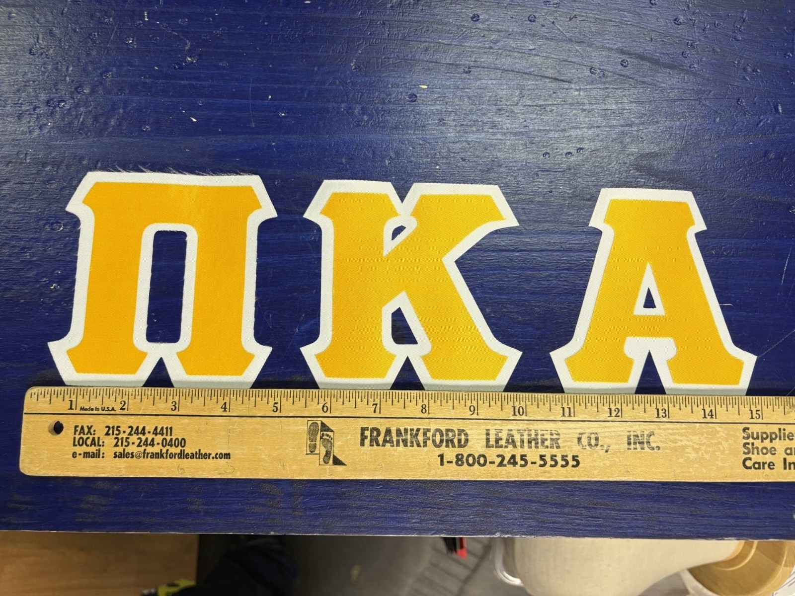 Pi Kappa Alpha 4″ Greek Twill Sew On Letters Gold/White Adhesive Backing