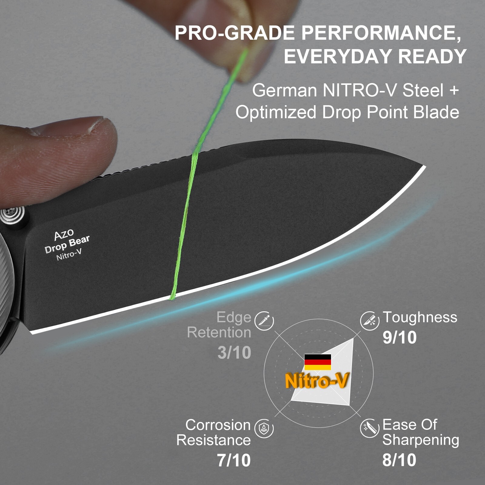 Kizer Drop Bear Folding Pocket Knife Nitro-V Blade Acrylic Handle Gift V3619A11