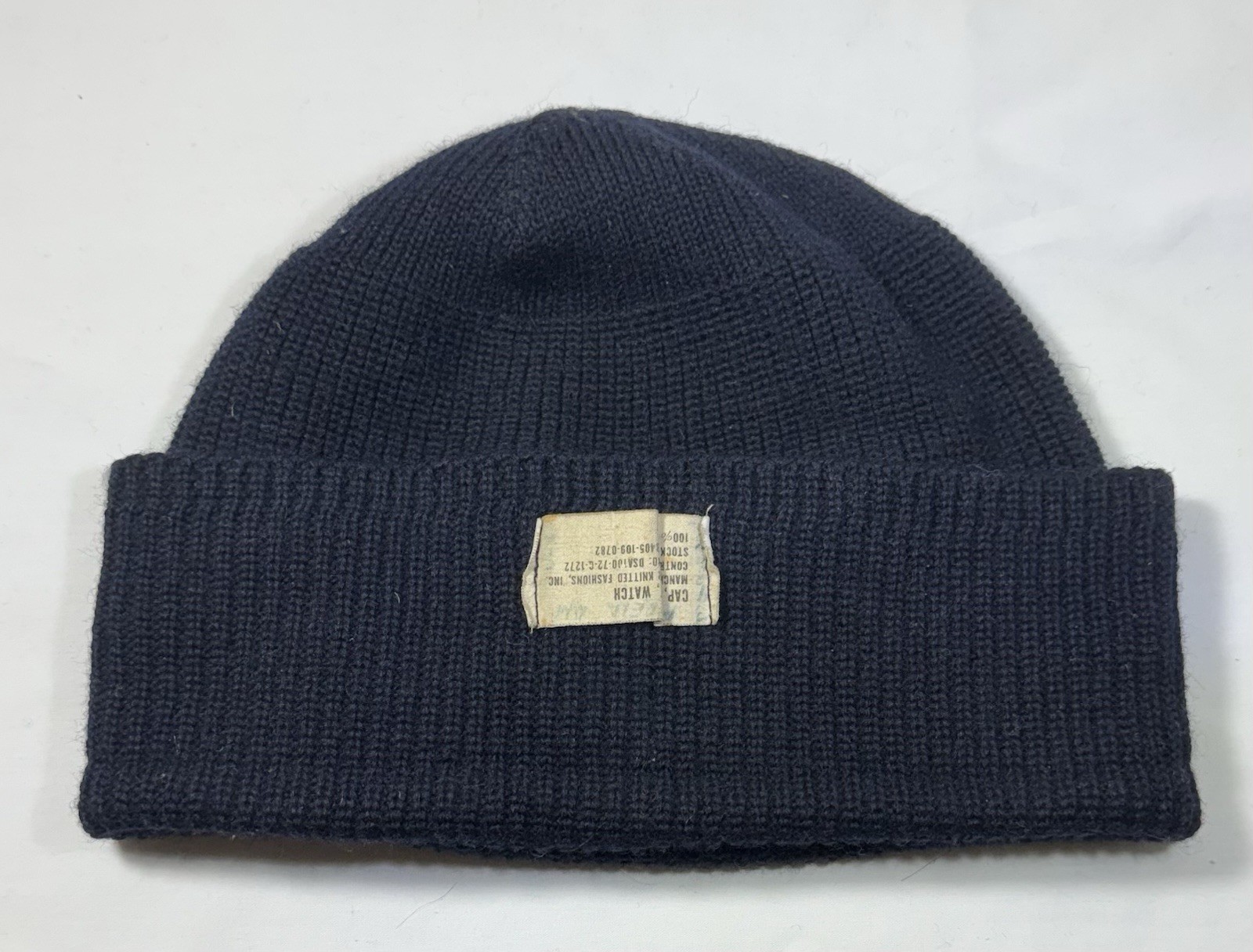 Vtg 1972 USN Watch Cap Blue Wool Beanie Vietnam Era Handwritten DSA 72 C 1272