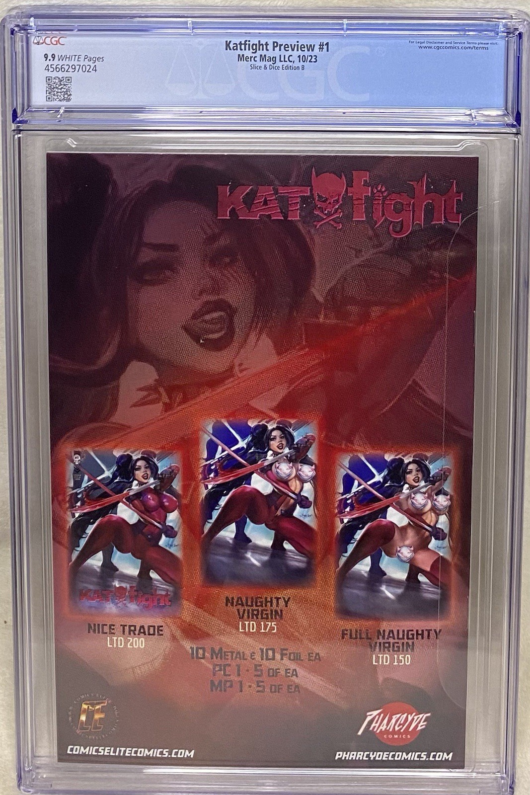 Katfight Preview #1 Sugar Spit Slice & Dice Cover B /175 CGC 9.9 Mint!