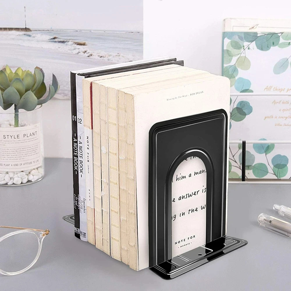 Metal Library Bookends Book Support Organizer Bookends Shelves Office 6 Piece
