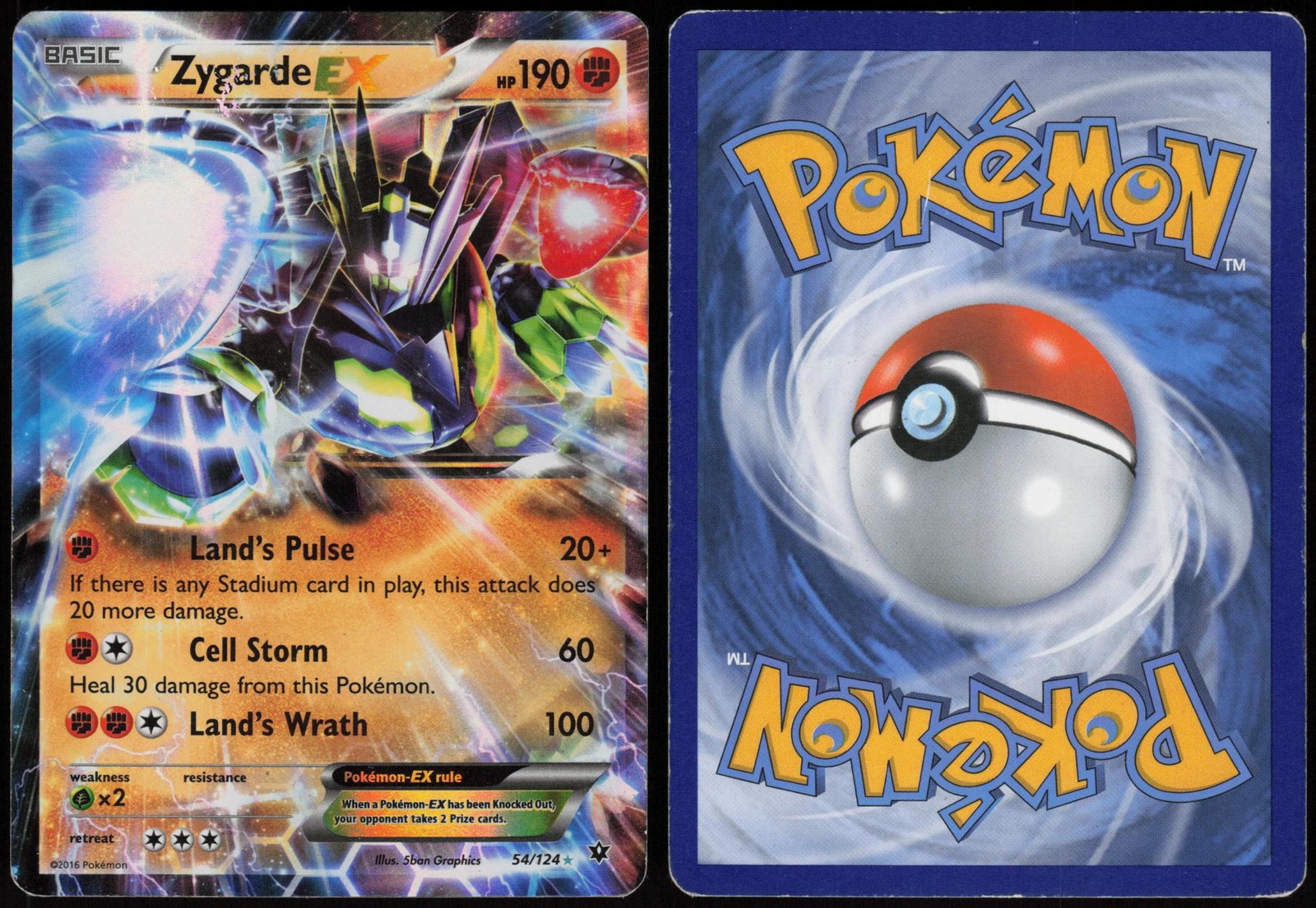 Zygarde EX 54/124 Fates Collide Holo EX Rare Heavily Played Graphics