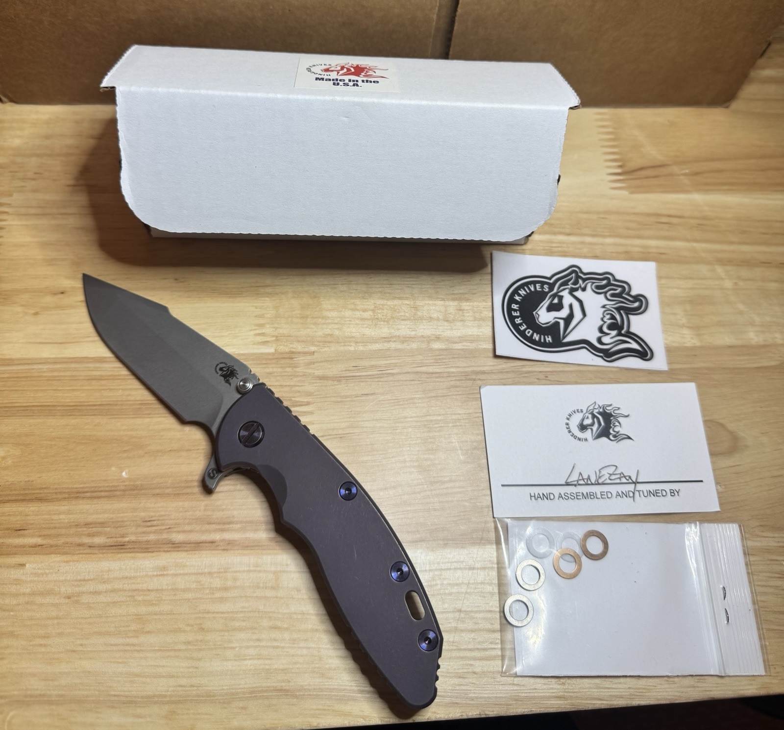 Hinderer – XM-18 3.5” Skinny – Harpoon Spanto – WF – Double Anodized Purple