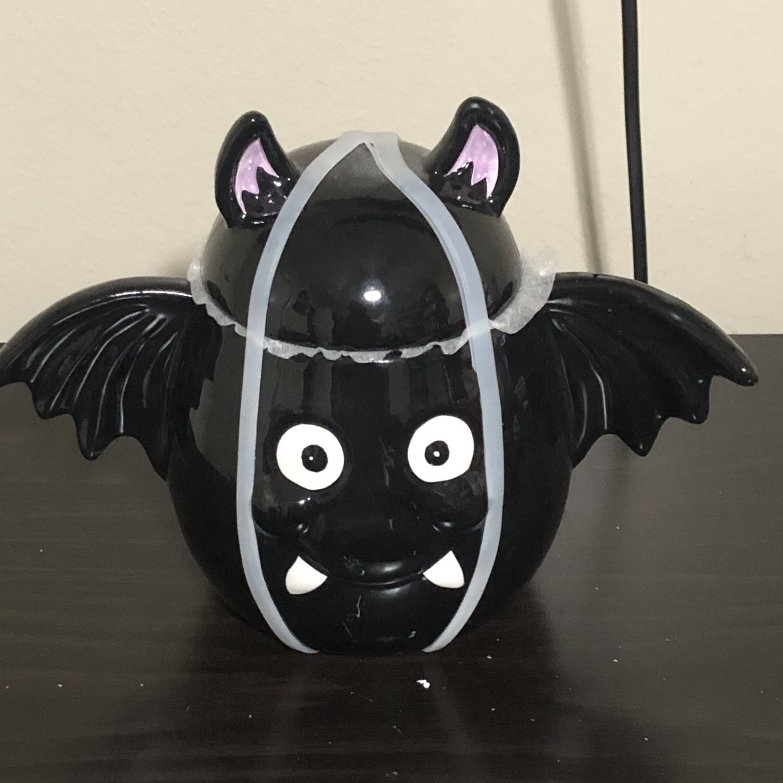 Halloween Jack O’ Lantern Lane Bat Cookie Jar, Black/White , Hand Wash Only
