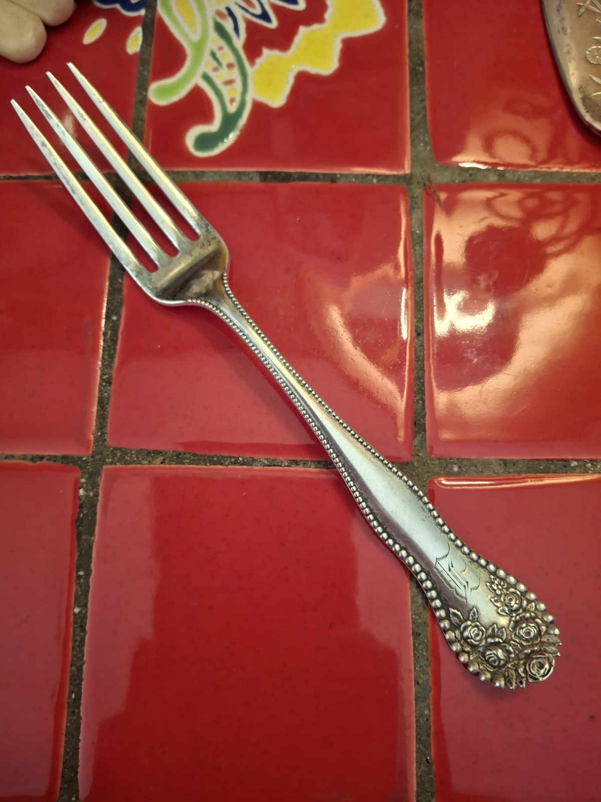 Gorham LANCASTER Sterling Silver Regular Fork 7″ Vintage 1897 Monogram On Handle