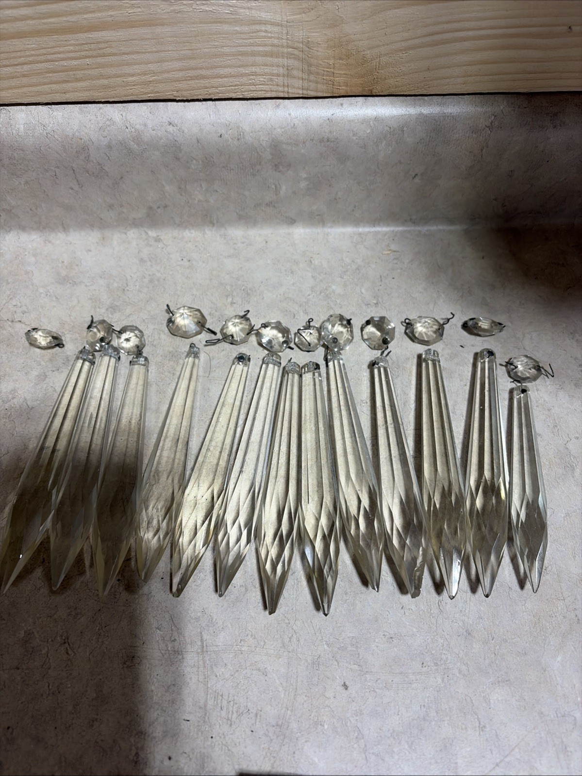 VTG Lot Of 13 Crystal Glass Chandelier Prism Octagon & Spear Drop 5″ Icicle