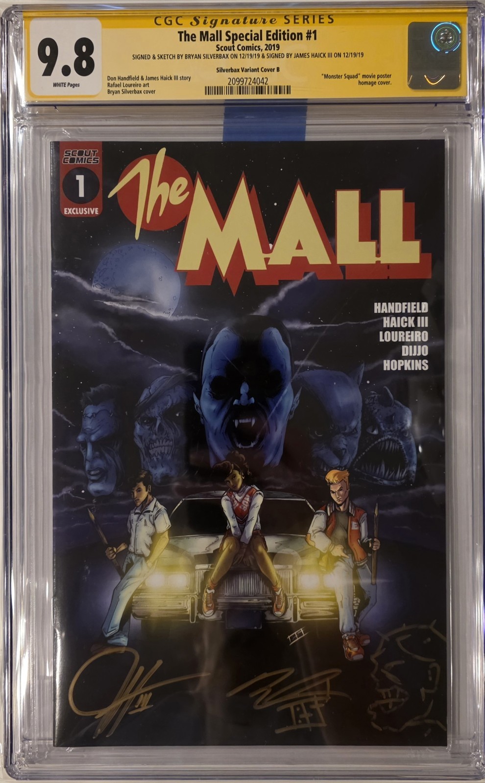 THE MALL #1 CGC 9.8 Signed By Silverbax & Haick Monster Squad Homage Scout 2019