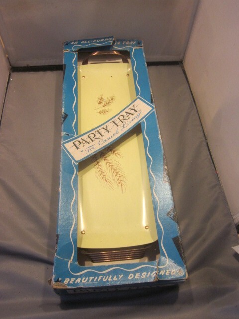 Vintage Mid Century Modern Enamel Tray, “PARTY TRAY” Casual Living ORIGINAL BOX