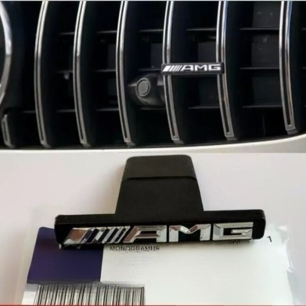 Front Vertical Strip General Grill Decal Emblem Badge for Mercedes AMG Silver