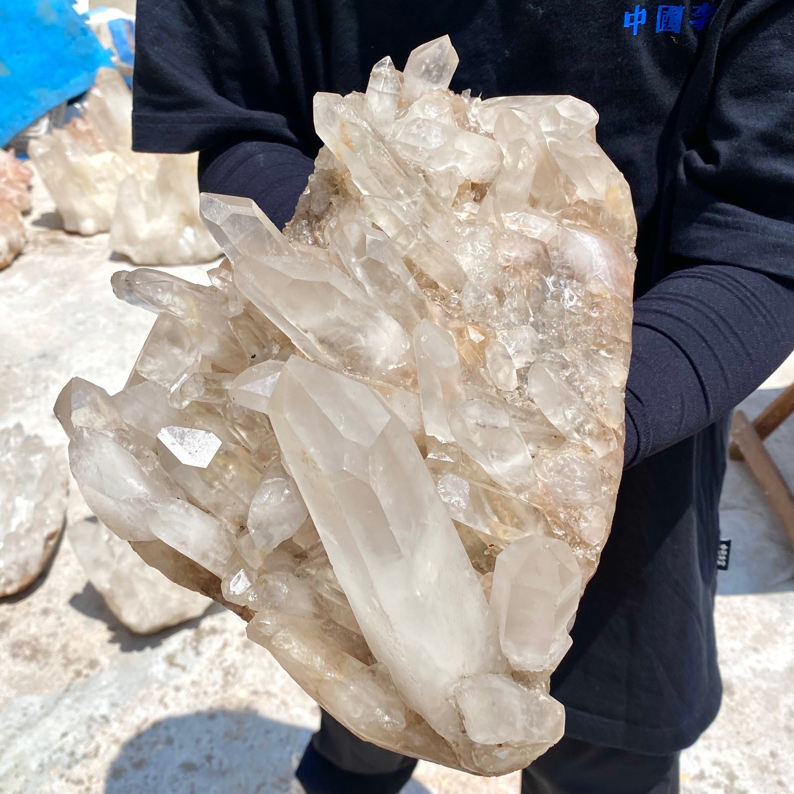 16.17LB Large Natural clear white Quartz Crystal Cluster wand point healing.