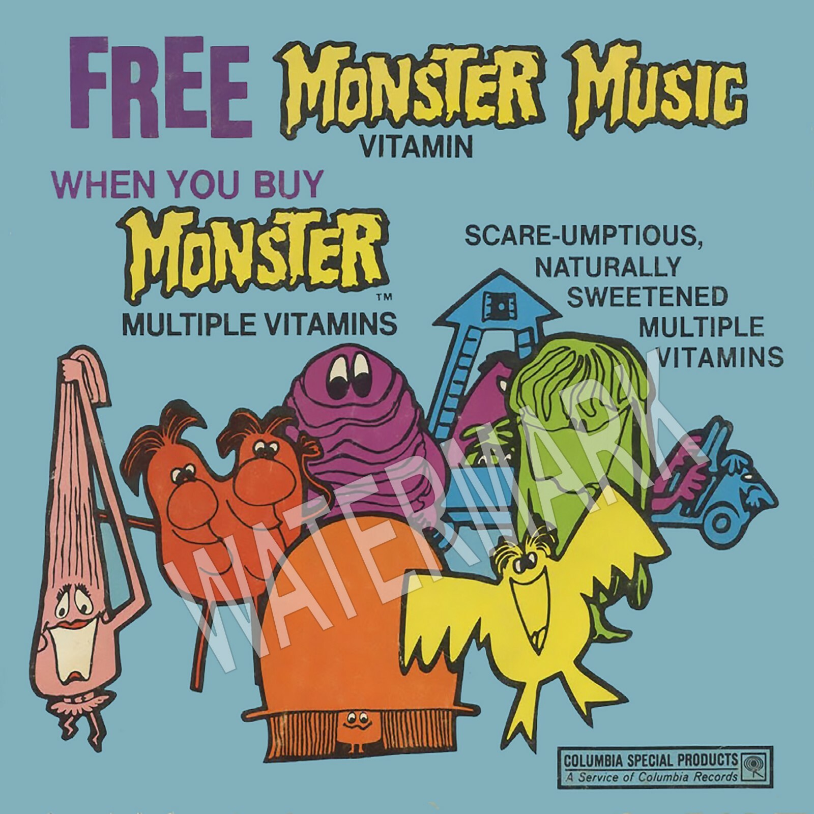 Monster Vitamins Record Cover High Quality Metal Fridge Magnet 4×4 9734