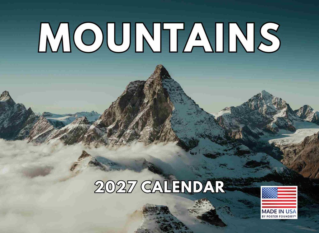 Mountain Calendar 2027 Mountains Monthly Wall Calender 12 Month 12×18