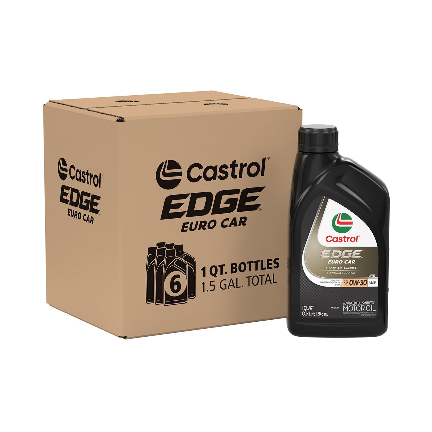 Castrol EDGE Euro 0W-30 A3/B4 Syn Motor Oil 1 Qt 6 Pack