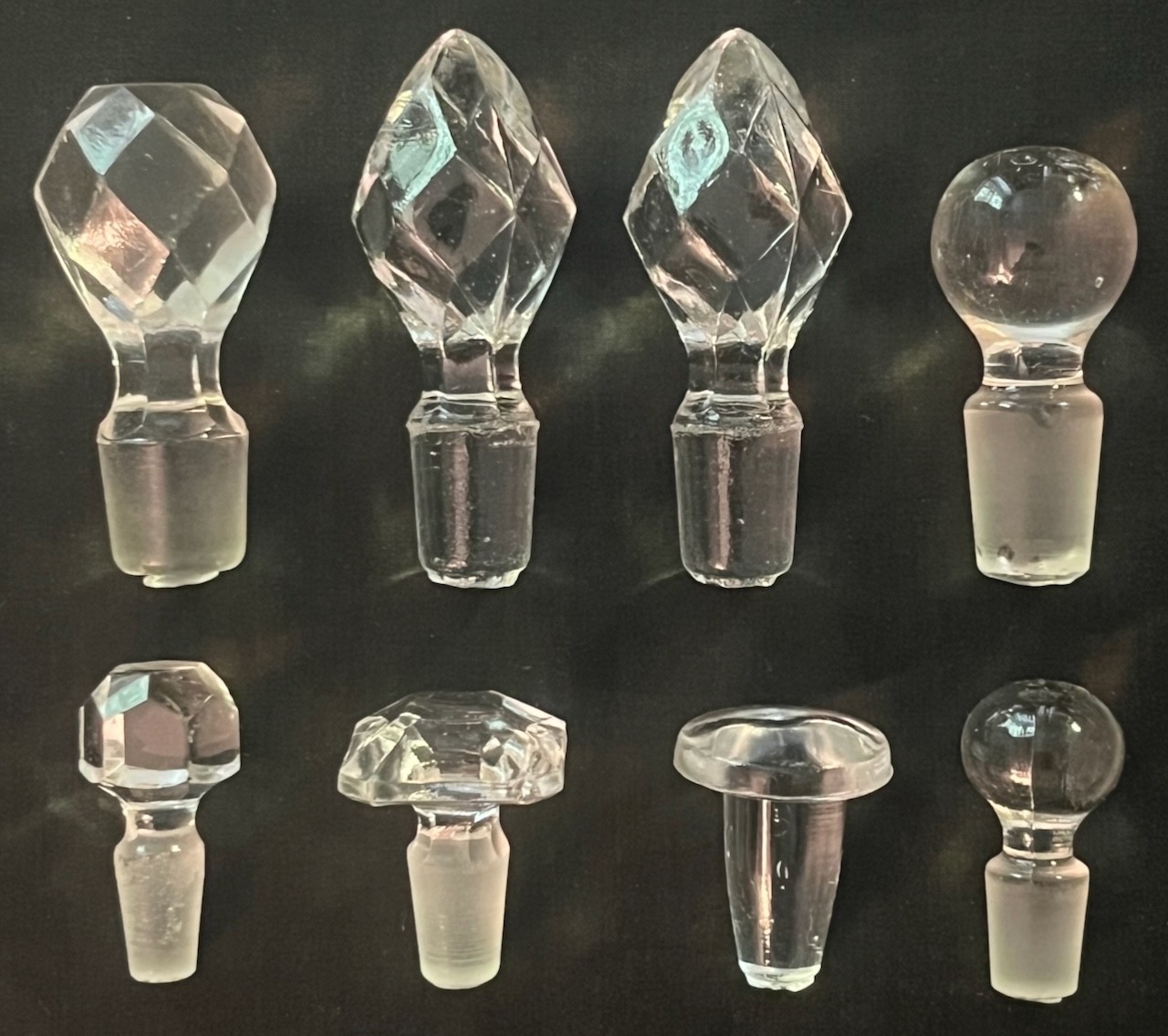 Vintage Bottle Stoppers (Lot of 8) Clear Glass