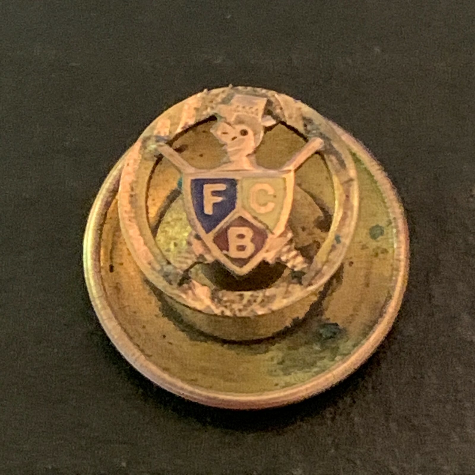 Antique Knights of Pythias Enamel FCB Lapel Screw Back Button