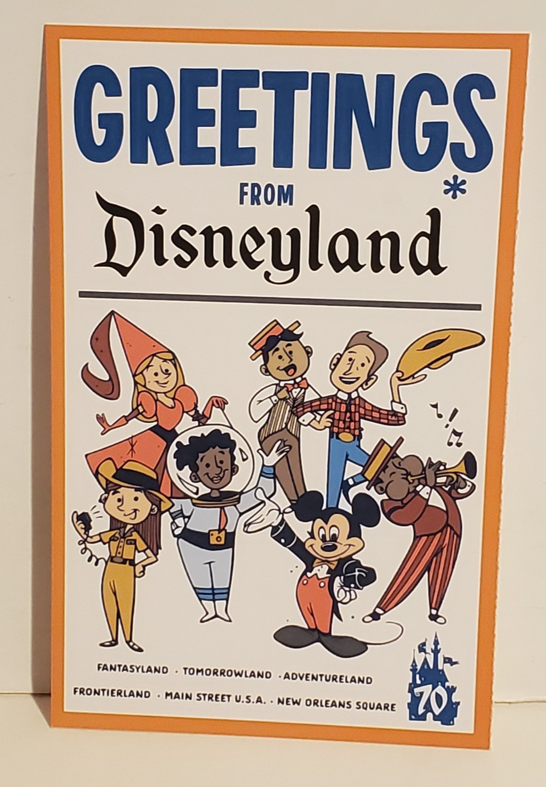 RETRO DISNEY DISNEYLAND CALIFORNIA 70TH THEME PARK POSTCARD MICKEY MOUSE LANDS