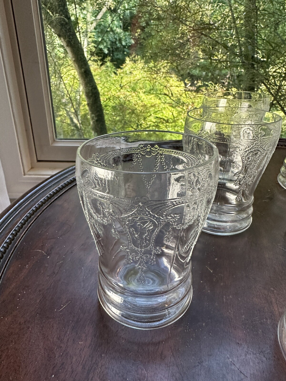 Vintage Anchor Hocking Clear Cameo Ballerina Flat Tumblers Set Of 10 Rare
