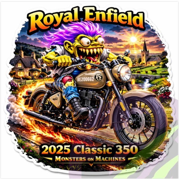 2025 Royal Enfield Classic 350 9x9cm Durable Die-Cut Vinyl Sticker