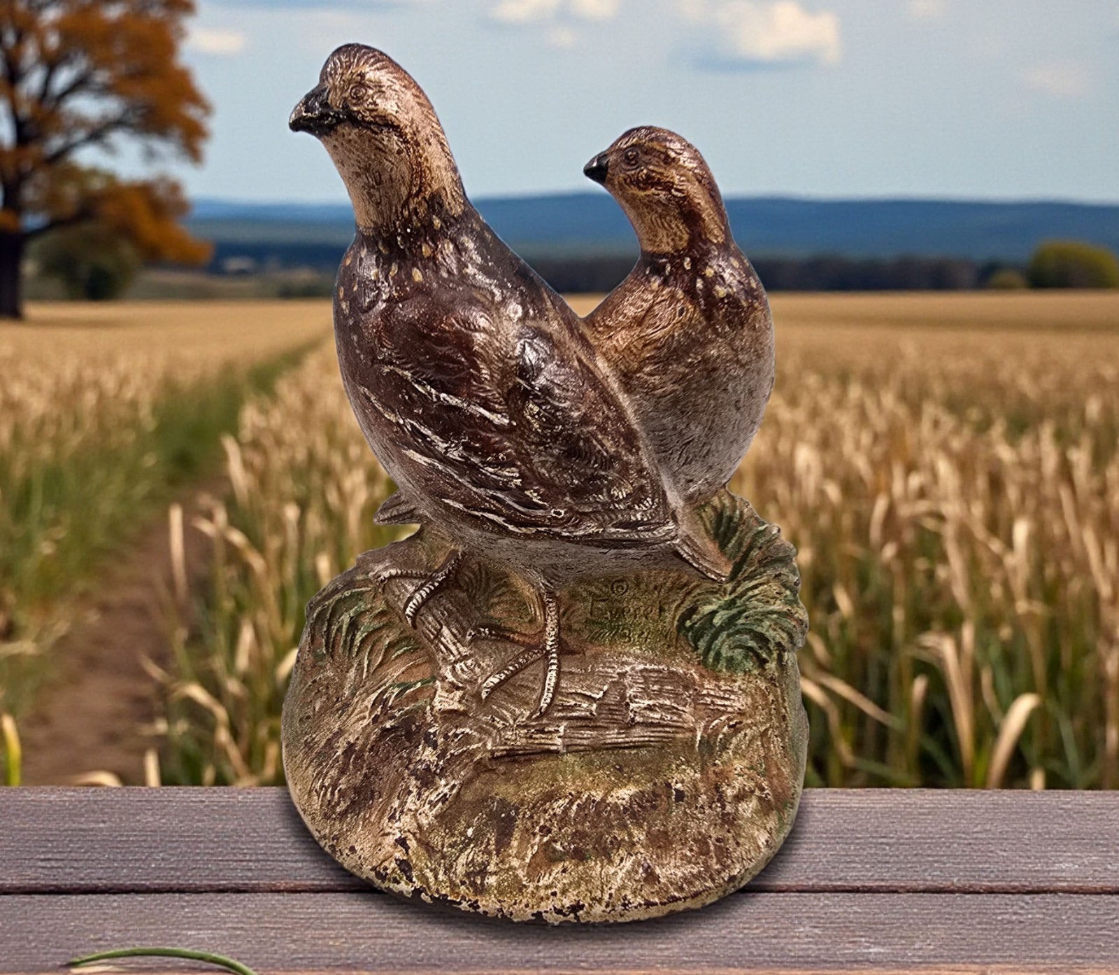 Original Hubley 459 Bobwhite Quail Cast Iron Doorstop Signed Fred Everett 1934