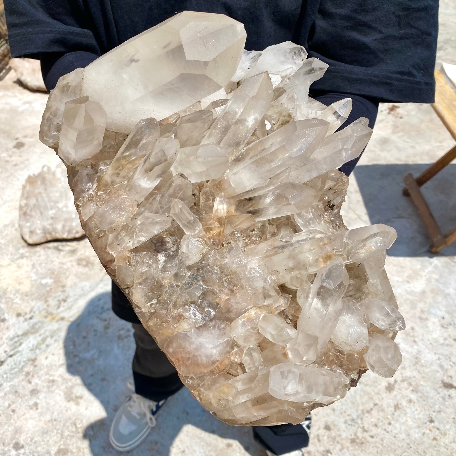 16.17LB Large Natural clear white Quartz Crystal Cluster wand point healing.