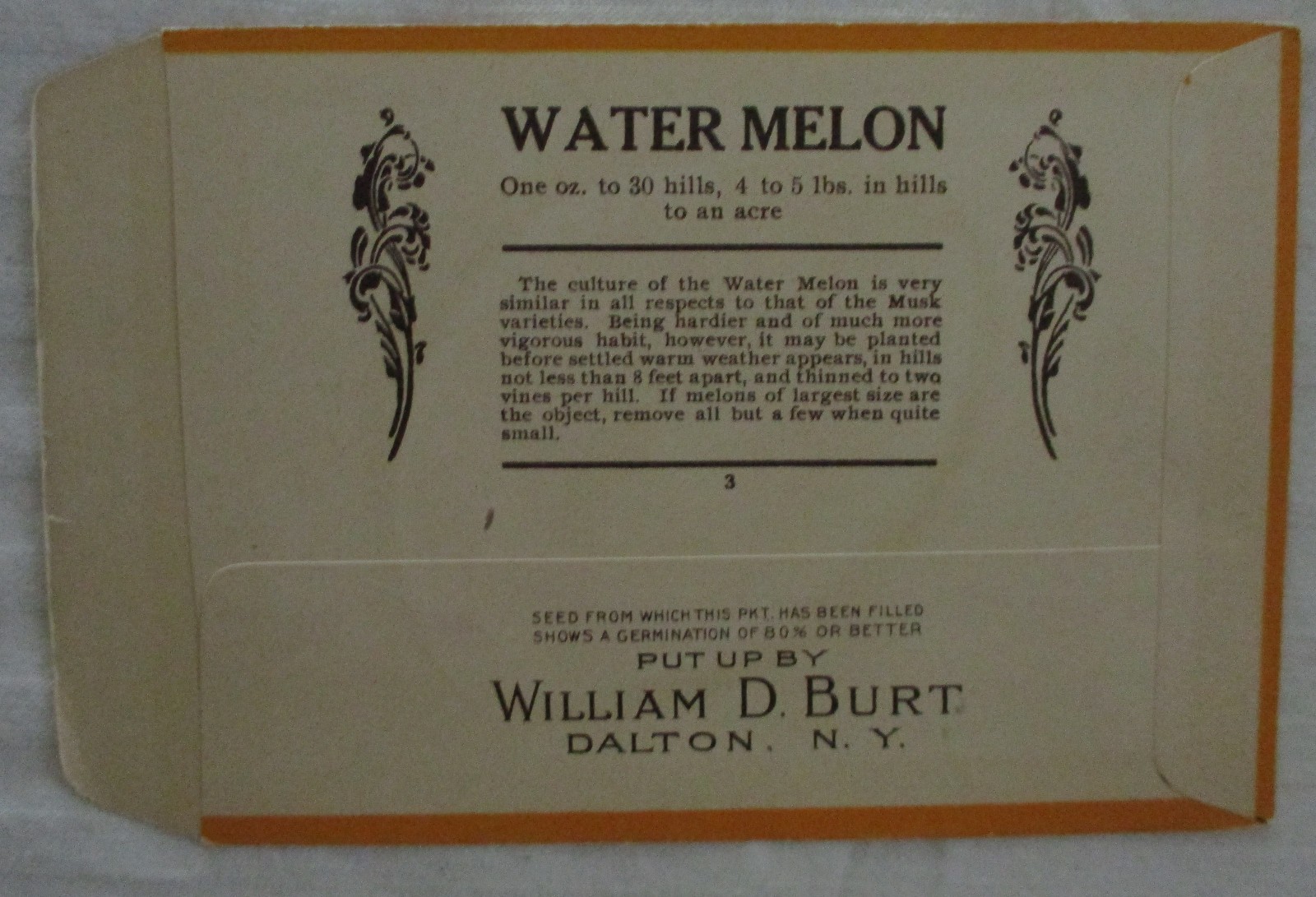 2 Early 1900’s BURTS WILLIAM D BURT LITHO ANTIQUE Seed Packets