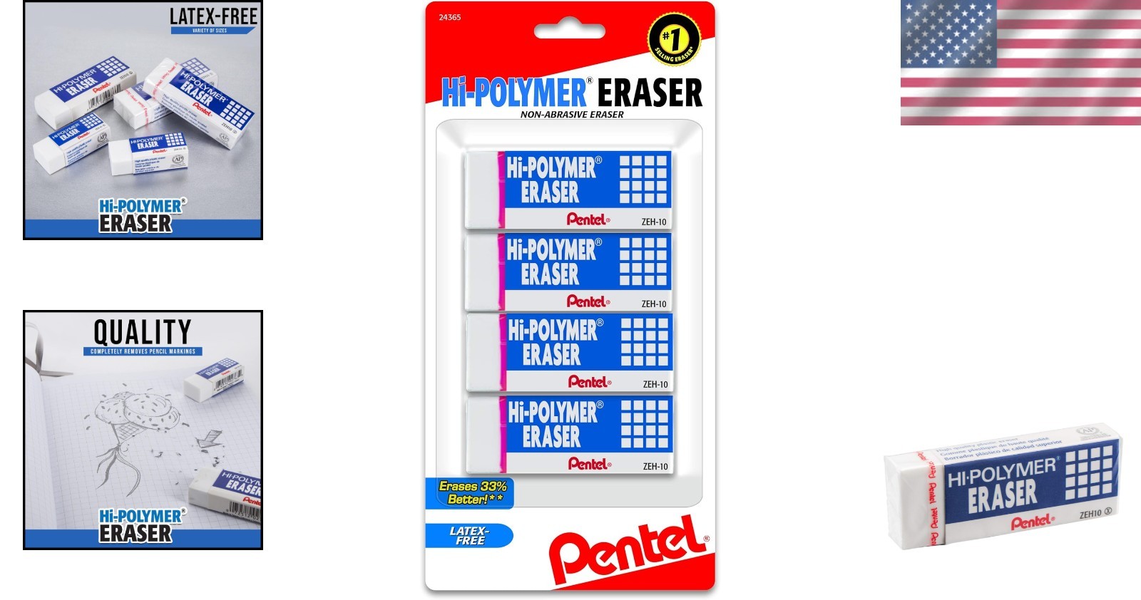 Precision Hi-Polymer Block Erasers, Large, Pack of 4 – Effortless Cleaning