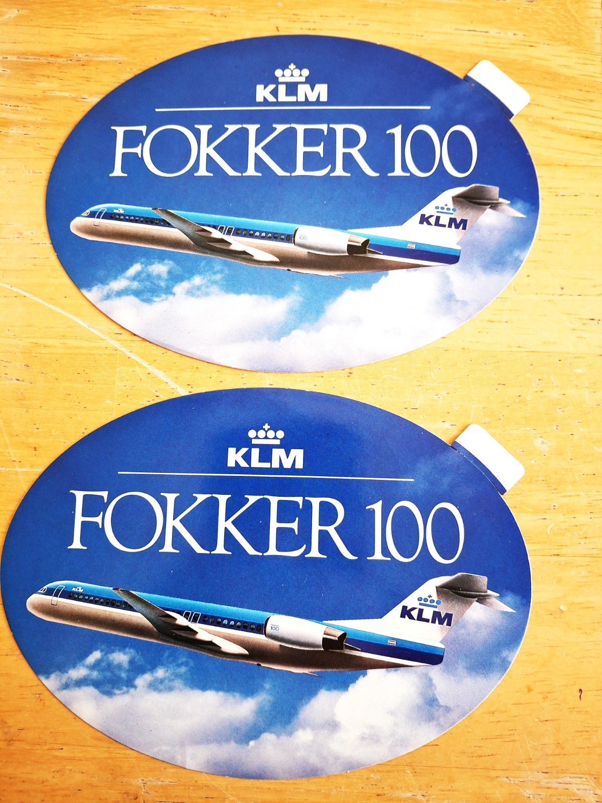 KLM 2 FOKKER 100 Stickers 5 1/2in x 4in