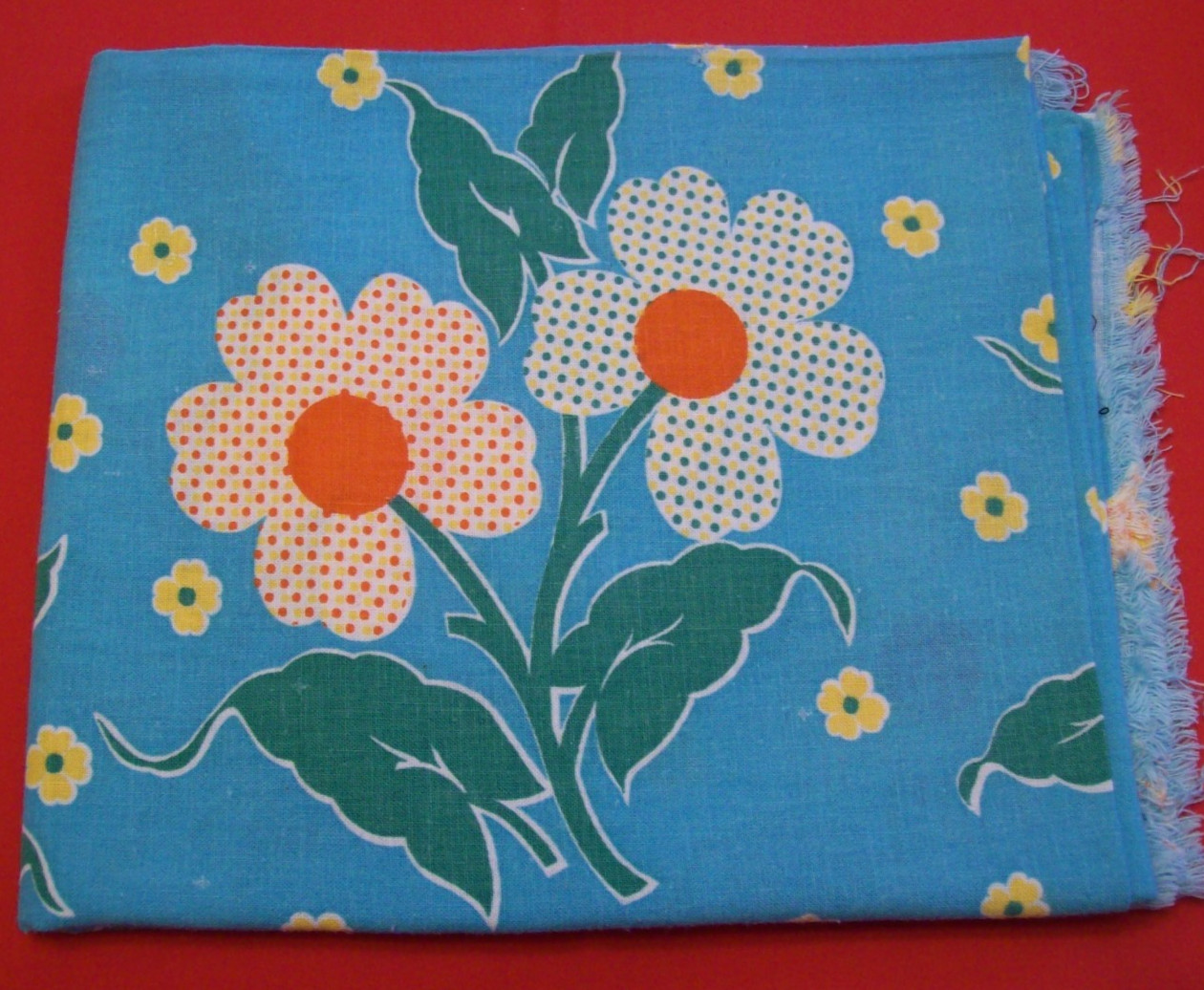 Vtg Feed Sack Fabric Multicolor Flowers on Pink 1930’s-1950’s -37″ x 44″