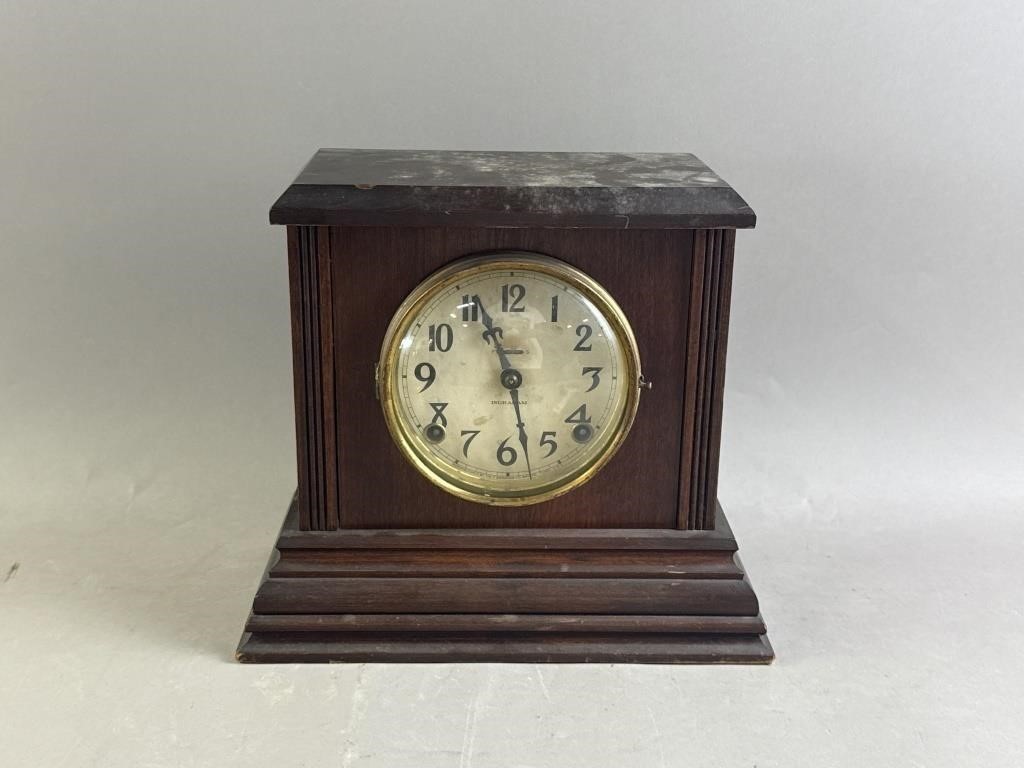 Antique Ingraham Wooden Mantel Clock Wind-Up Parts/Repair Not Working Vintage